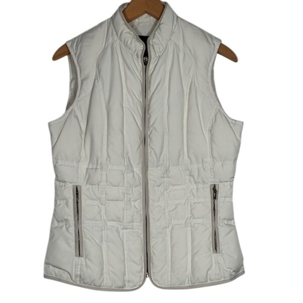 Eddie Bauer Womens Goose Down Puffer Vest Cream Full Zip Insulated Size S